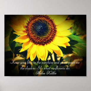 Sunflower Helen Keller Quote: Uplifting Poster