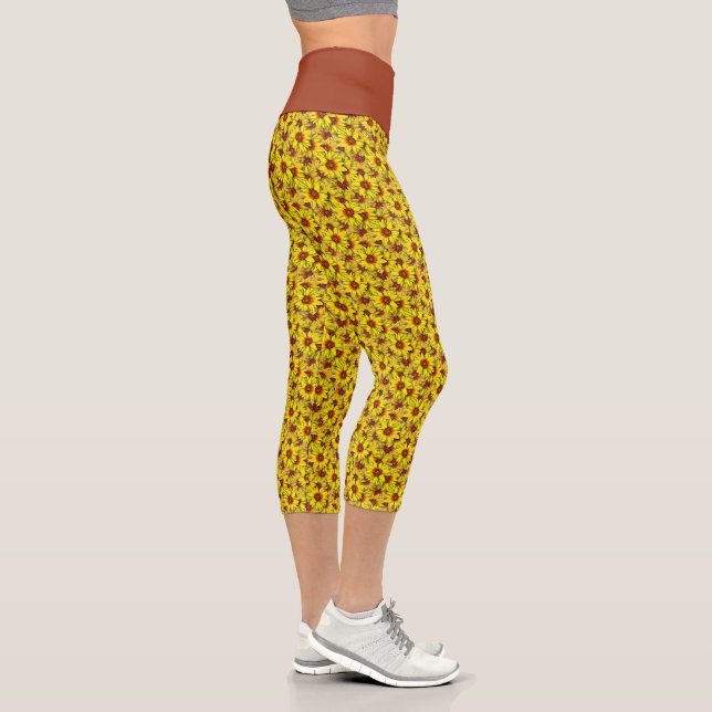Sunflower High Waisted Capris Leggings (Right)