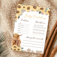 Sunflower Highland Cow Baby Predictions Game
