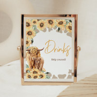 Sunflower Highland Cow Baby Shower Drinks