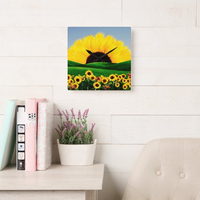 SUNFLOWER HILL SQUARE WALL CLOCK (Reading Room)