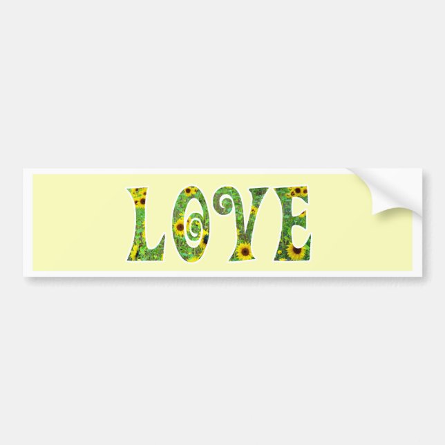 Sunflower Hippy Love Bumper Sticker (Front)