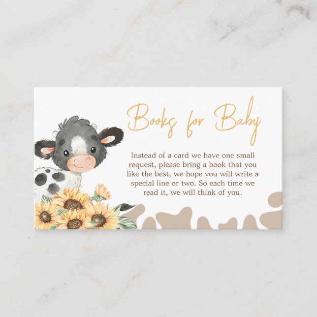 Sunflower Holy Cow Baby Shower Books for Baby Enclosure Card (Front)