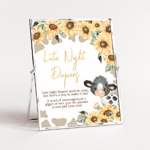 Sunflower Holy Cow Baby Shower Late Night Diapers Poster
