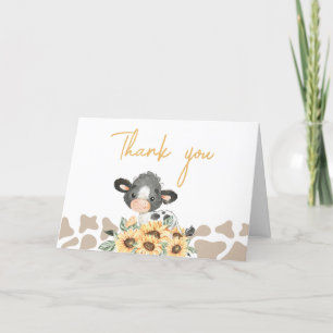 Sunflower Holy Cow Baby Shower Thank You Card
