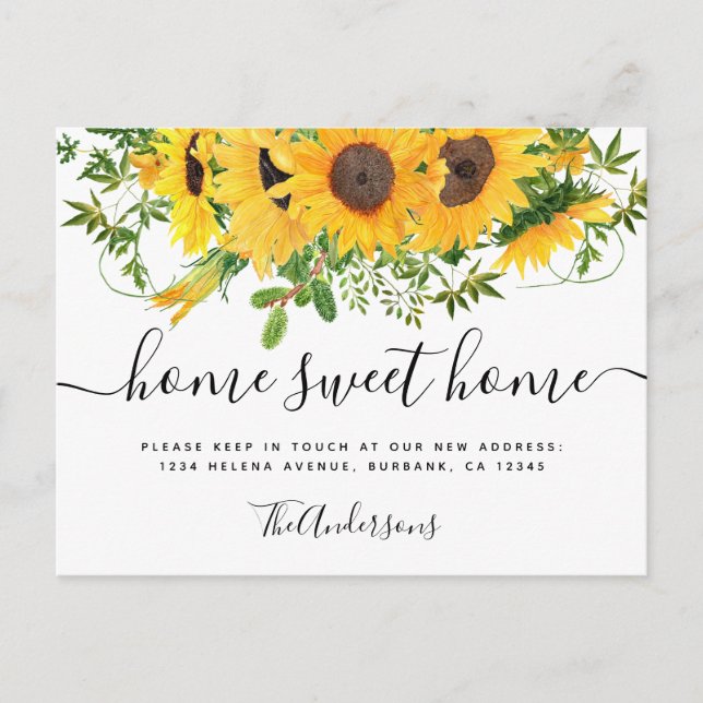 Sunflower Home Sweet Home Moving Announcement Postcard (Front)