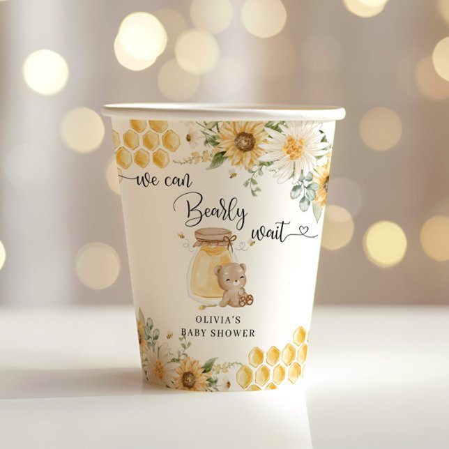 Sunflower honey bear baby shower paper cups (Creator Uploaded)