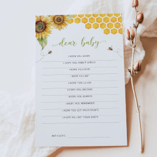 Sunflower Honey Bee Baby Shower Dear Baby Card
