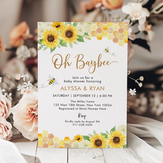 Sunflower Honey Bee Baby Shower Invitation (Creator Uploaded)
