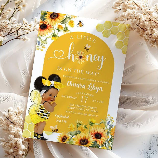 Sunflower Honey Bee Baby Shower Invitation (Creator Uploaded)