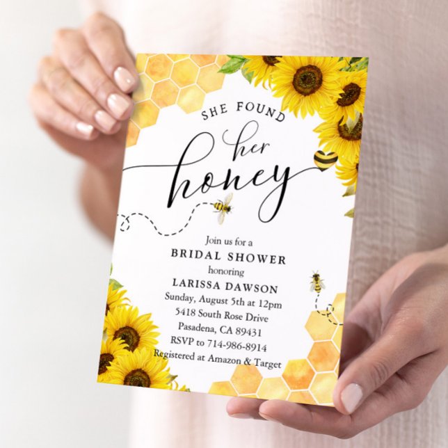 Sunflower Honey Bee Bridal Shower Invitation (Creator Uploaded)