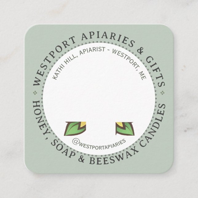 Sunflower Honey & HIve Products Business Card (Front)