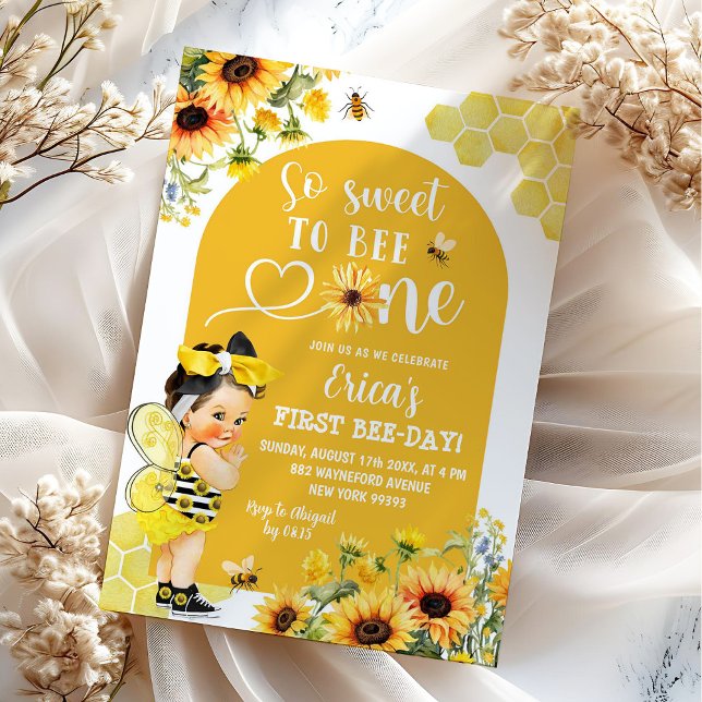 Sunflower Honey Mexican First Bee-Day Birthday Invitation (Creator Uploaded)
