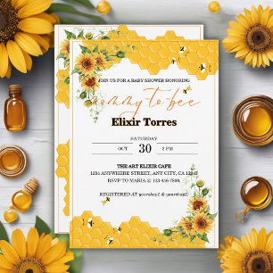 Sunflower Honeycomb Mummy-To-Bee Baby Shower Invitation