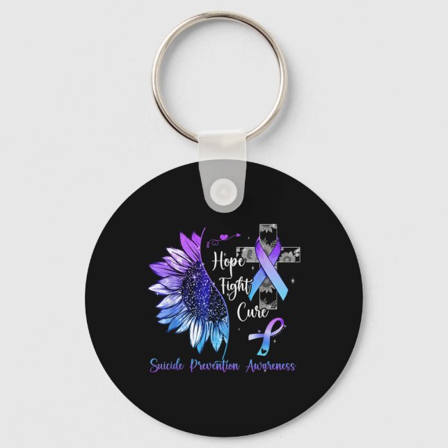 Sunflower Hope Fight Cure Suicide Prevention Aware Key Ring (Front)