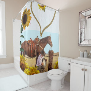 Sunflower Horse Cowboy Shower Curtain