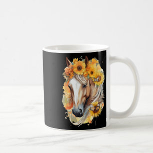 Sunflower Horse Portrait Boho Equestrian Horseback Coffee Mug