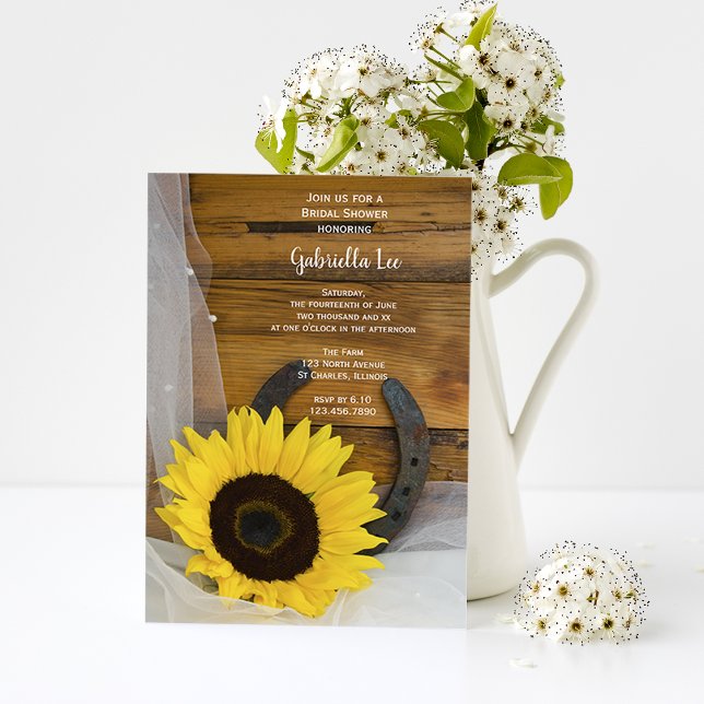 Sunflower Horseshoe Country Western Bridal Shower Invitation (Creator Uploaded)