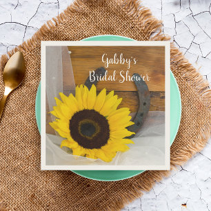 Sunflower Horseshoe Country Western Bridal Shower Napkin