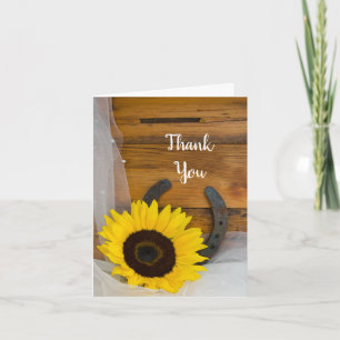 Sunflower Horseshoe Western Bridesmaid Thank You Card