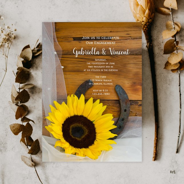 Sunflower Horseshoe Western Engagement Barn Party Invitation (Creator Uploaded)