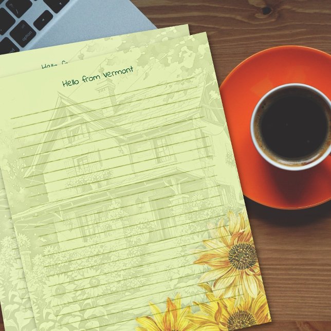 Sunflower House Lined Writing Paper Custom Letterhead (Creator Uploaded)