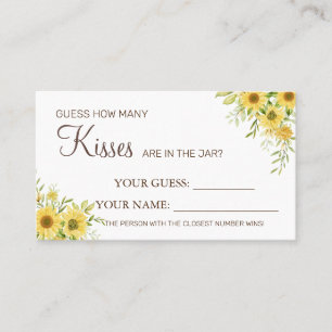 Sunflower How many kisses Bridal Shower card game