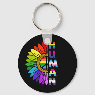 Sunflower Human in Rainbow Colour LGBTQ Pride Key Ring