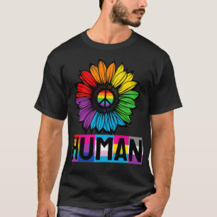 Sunflower HUMAN LGBT Flag Gay Pride Month LGBTQ  T-Shirt