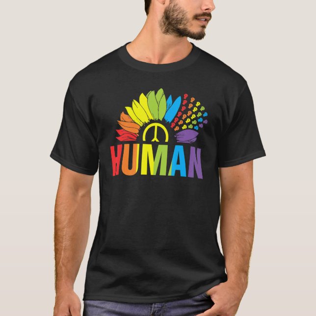 Sunflower Human Rainbow Gender Support Gay Pride M T-Shirt (Front)