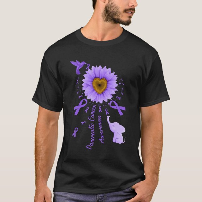 Sunflower Hummingbird Elephant Pancreatic Cancer A T-Shirt (Front)