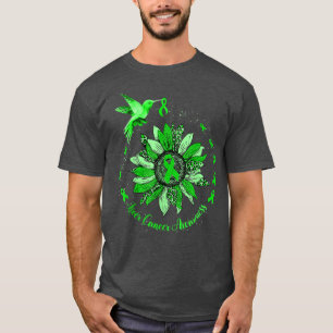 Sunflower Hummingbird Green Ribbon Liver Cancer Wa T-Shirt