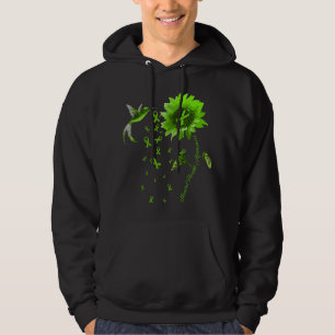 Sunflower Hummingbird Green Ribbon Mental Health A Hoodie