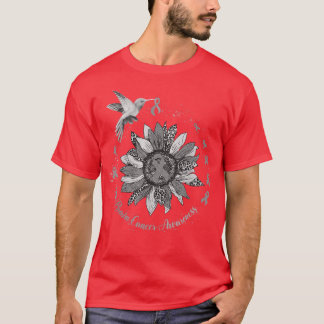 Sunflower Hummingbird Grey Brain Cancer Warrior T-Shirt