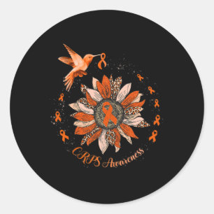 Sunflower Hummingbird Orange Ribbon Crps Warrior Classic Round Sticker
