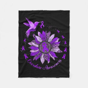 Sunflower Hummingbird Purple Ribbon Overdose Warri Fleece Blanket