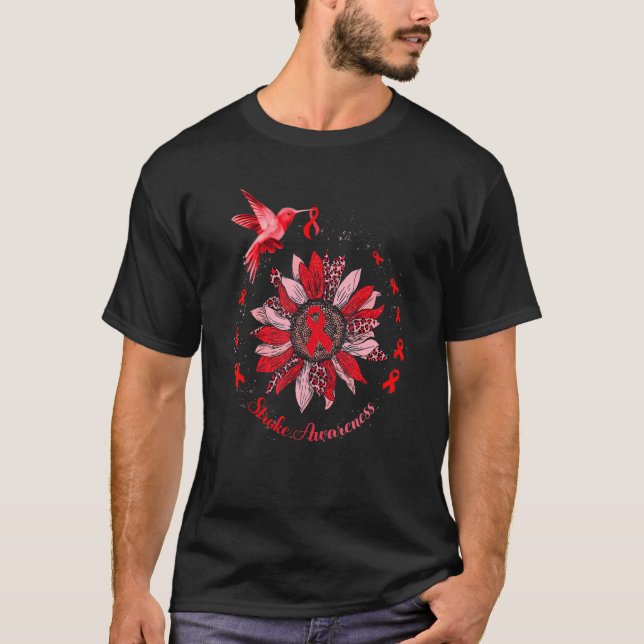 Sunflower Hummingbird Red Stroke Warrior T-Shirt (Front)