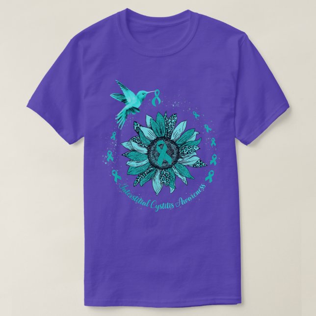 Sunflower Hummingbird Ribbon Interstitial Cystitis T-Shirt (Design Front)