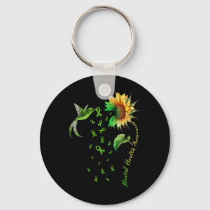 Sunflower Hummingbird Ribbon Mental Health Awarene Key Ring