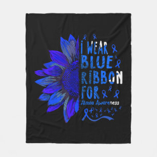Sunflower I Wear Blue Ribbon for Ataxia Awareness Fleece Blanket