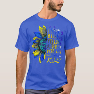 Sunflower I Wear Blue Yellow Ribbon Down Syndrome T-Shirt