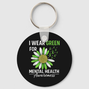 Sunflower I Wear Green For Mental Health Awareness Key Ring