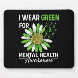 Sunflower I Wear Green For Mental Health Awareness Mouse Pad