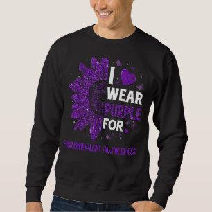 Sunflower I Wear Purple For Fibromyalgia Awareness Sweatshirt