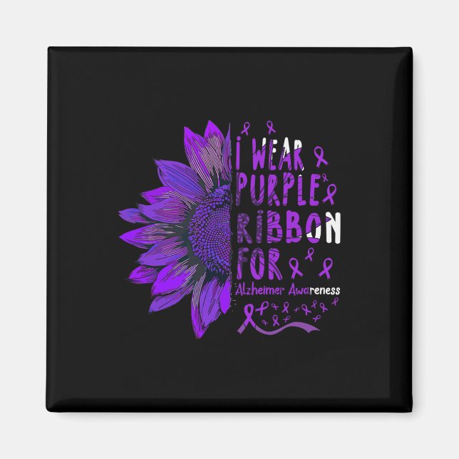 Sunflower I Wear Purple Ribbon for Alzheimer Aware Magnet (Front)