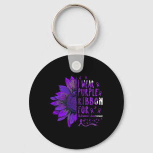 Sunflower I Wear Purple Ribbon For Heimerheimer Aw Key Ring