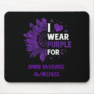 Sunflower I Wear Purple Ribbon Opioid Overdose Awa Mouse Pad