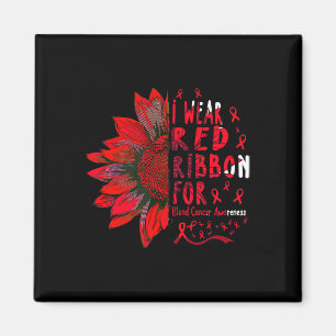 Sunflower I Wear Red Ribbon for Blood Cancer Aware Magnet
