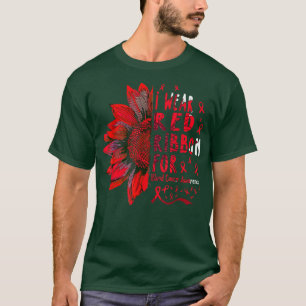 Sunflower I Wear Red Ribbon for Blood Cancer Aware T-Shirt