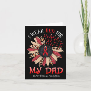 Sunflower I Wear Red Ribbon For Dad Heart Disease Card